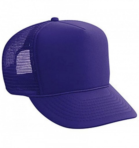 Baseball Caps Youth Polyester Foam Front Solid Color Five Panel High Crown Golf Style Mesh Back Cap - Purple - CP11U5K75JL $1...