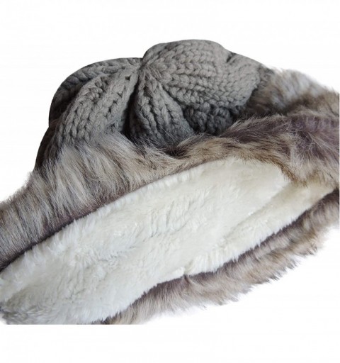 Skullies & Beanies Women's Faux Fur Brim Winter Hat- Sherpa Lined- Chunky Cable Knit- Extra Warm! - Soft Grey - CR18LEY32CN $...