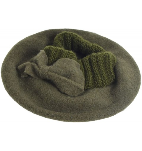 Berets Women's 100% Wool Bucket Hat Felt Cloche Beret Dress Winter Beanie Hats - Beret-green - CM12NTKV4YV $19.41