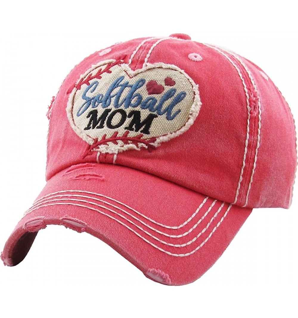 Baseball Caps Dog Mom Hats Mama Bear Bad Hair Day Pink Ribbon and Many More Womens Caps - Softball Mom - Hot Pink - CF18O44DY...