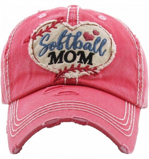 Baseball Caps Dog Mom Hats Mama Bear Bad Hair Day Pink Ribbon and Many More Womens Caps - Softball Mom - Hot Pink - CF18O44DY...