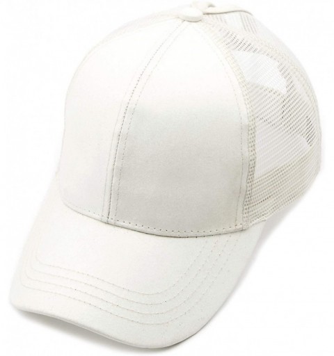 Baseball Caps Hatsandscarf Ponytail caps Messy Buns Trucker Plain Baseball Cap (BT-6) - Glitter-white - CG18Q38KT3X $15.85