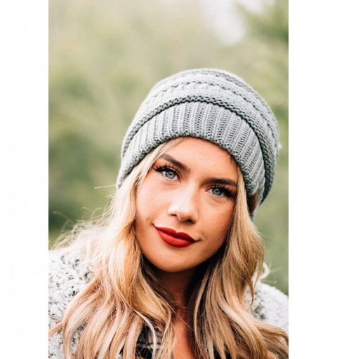 Skullies & Beanies E3-76 Womens Beanie Soft Knit Classic Ribbed Slouch Hat - Dove Grey - CD18Y32CT3C $15.36