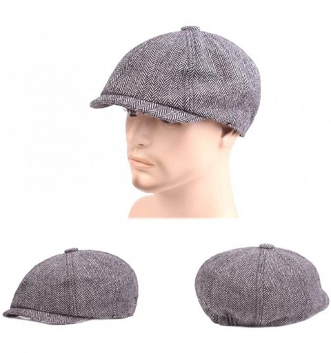 Newsboy Caps Mens Vintage Style Cloth Cap Hat Twill Cabbie/Hunting Hat Newsboy Beret Cap - Light Grey - CQ188INCK9W $12.78