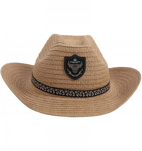 Cowboy Hats Western Cowboy Straw Hats for Men & Women Foldable Floppy (Khaki) - C618WH7CT5D $9.85