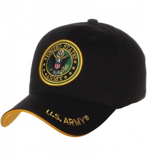 Baseball Caps US Army Official License Structured Front Side Back and Visor Embroidered Hat Cap - Round Black - CJ12NTVT2D8 $...