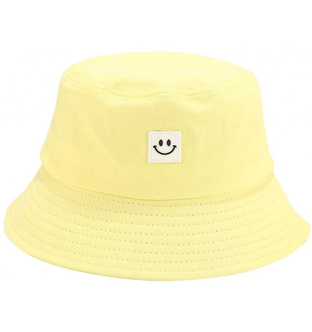Cowboy Hats Unise Hat Summer Travel Bucket Beach Sun Hat Smile Face Visor - Yellow - CR1945SDUZ8 $8.22