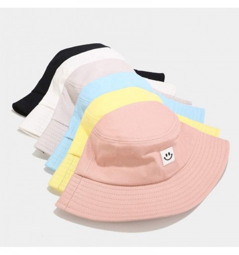 Cowboy Hats Unise Hat Summer Travel Bucket Beach Sun Hat Smile Face Visor - Yellow - CR1945SDUZ8 $8.22