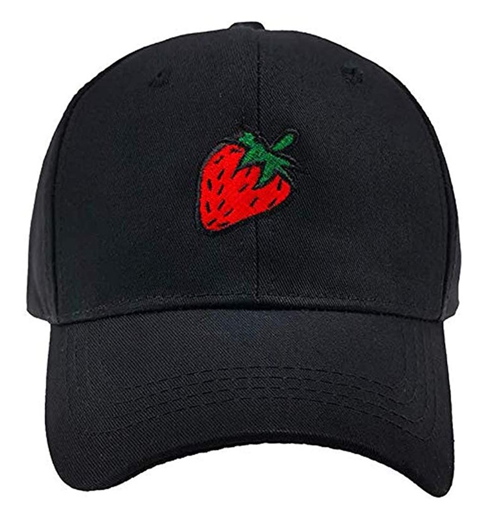 Baseball Caps Strawberry Cherry Baseball Hat- Embroidered Dad Cap- Unstructured Soft Cotton- Adjustable Strap Back (Black 2) ...