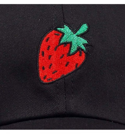 Baseball Caps Strawberry Cherry Baseball Hat- Embroidered Dad Cap- Unstructured Soft Cotton- Adjustable Strap Back (Black 2) ...