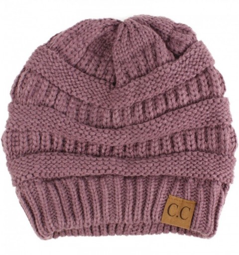 Skullies & Beanies Fleeced Fuzzy Lined Unisex Chunky Thick Warm Stretchy Beanie Hat Cap - Solid Violet - CU18IT3H5UM $11.85