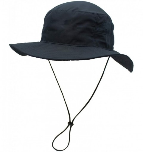 Sun Hats Fishing Hat Anti-UV Breathable Light Protection Hat Wide Brim Beach Hat - Navy Blue - CZ18OZ5AYNT $9.52