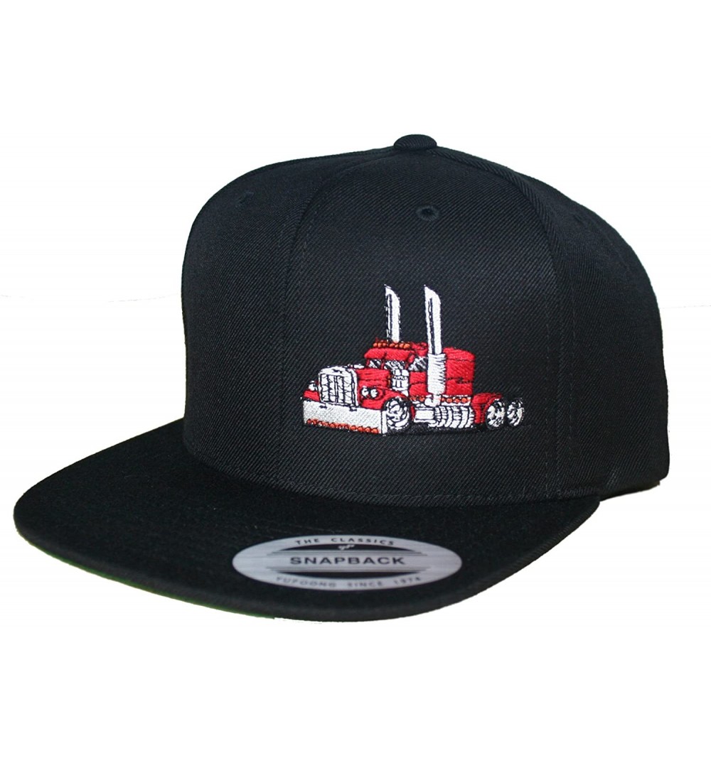 Baseball Caps Trucker Truck Hat Big Rig Cap Flat Bill Snapback - Black/Red - CM18U0C27EI $31.04