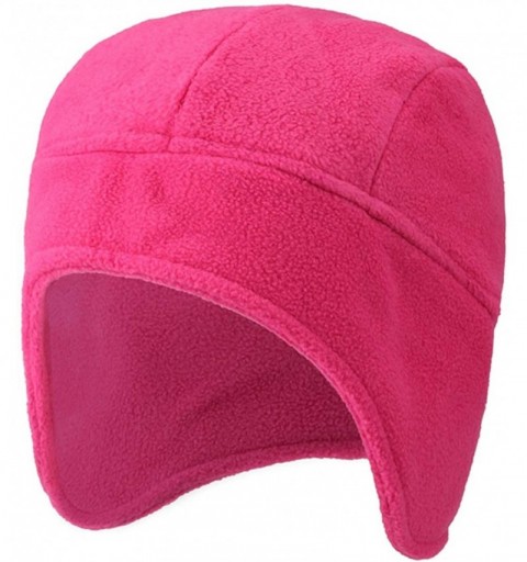 Skullies & Beanies Skull Cap with Ear Flaps- Winter Windproof Soft Warm Fleece Beanie Hats - Rose Red-b - C5192U4EU6A $11.76
