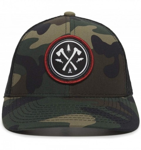 Baseball Caps Circle Axe Patch Trucker Hat - Adjustable Mesh Back Baseball Cap for Men & Women - Camo - CF18S705HXE $14.87