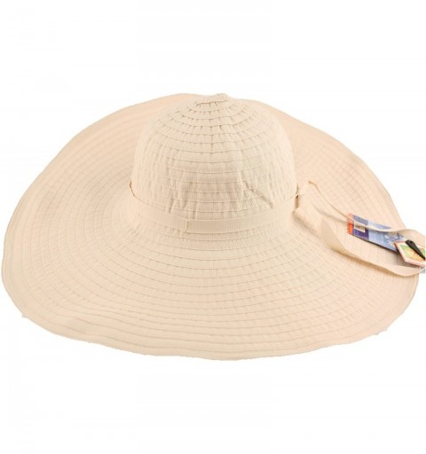 Sun Hats Women's Summer UPF 50+ Large Brim Floppy Beach Hat with Ribbon - Khakki - CH12HI89L21 $23.06