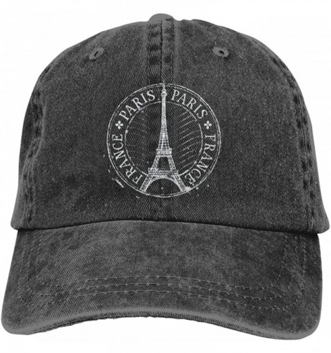 Baseball Caps Paris-Eiffel-Tower Cowboy Baseball Hat- Adjutable Baseball Cap for Men Women - Black - C818Y0DTHIH $8.06