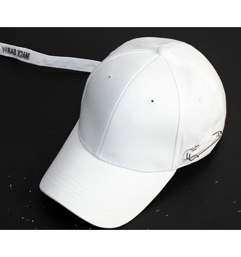 Baseball Caps Women's Iron Ring Pin Retro Baseball Cap Trucker Hat - Needle White - CF186NZ9CUE $11.93