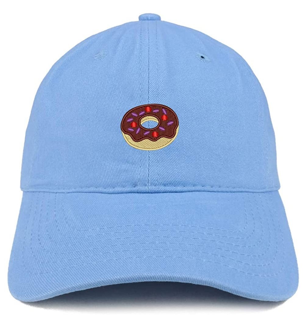 Baseball Caps Donut Embroidered Soft Crown 100% Brushed Cotton Cap - Carolina Blue - CB18SSDIODQ $16.21