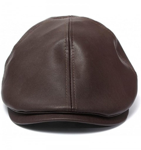 Sun Hats Unisex Vintage Leather Beret Cap Peaked Hat Newsboy Sunscreen - Coffee - C912FK0Q58H $7.69