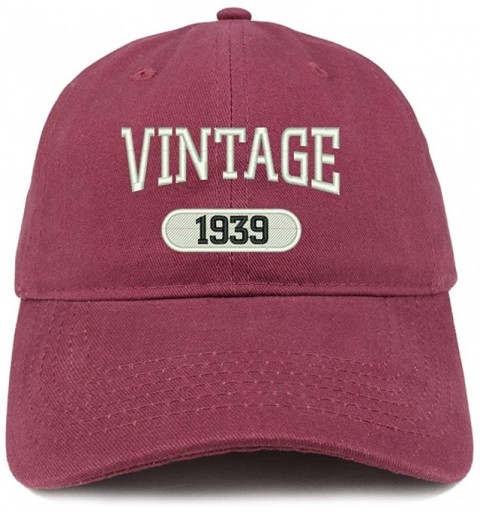 Baseball Caps Vintage 1939 Embroidered 81st Birthday Relaxed Fitting Cotton Cap - Maroon - CS180ZK5I3C $18.83