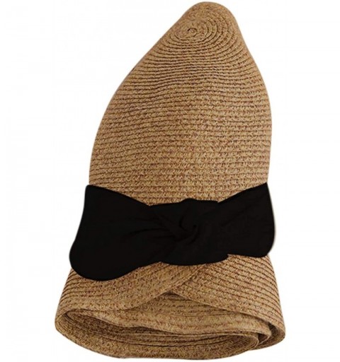 Sun Hats Woman Summer Beach Hat Straw Panama Sun Hats for Women Outdoor Cap - Khaki - CY18R92DEKQ $12.32