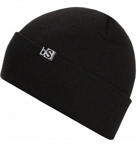 Skullies & Beanies Essential Beanie Hat with Flip Tag Multi-Season Headwear for Men and Women (One Size) - Black - CG18DOCOMZ...