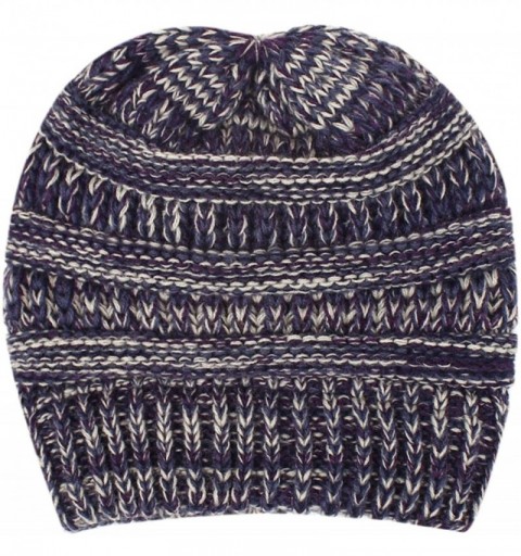Skullies & Beanies New Unisex Fashion Hip-hop Hat Warm Knitted Crochet Slouchy Baggy Beanie Hat Cap - Ponytail-dark Purple - ...