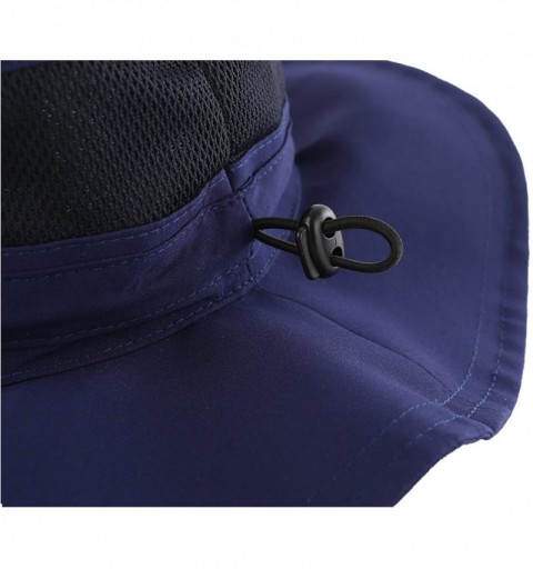 Sun Hats Womens Summer Mesh Boonie Sun Hat Wide Brim UV Protection Fishing Hat - Navy Blue - CG18D84OKGE $15.96