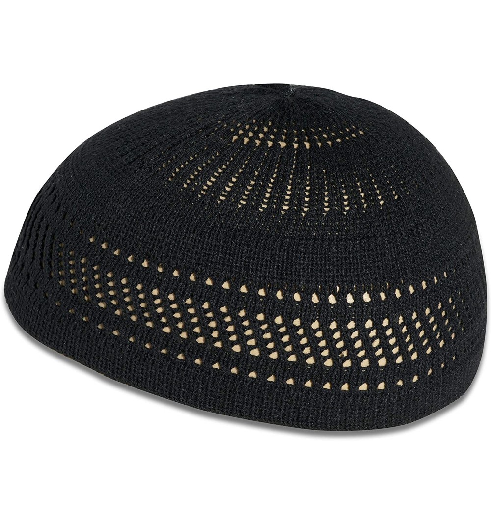 Skullies & Beanies Stretchy Elastic Beanie Kufi Skull Cap Hats Featuring Cool Designs and Stripes - Black - C018LGTETN6 $14.05
