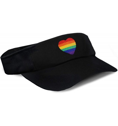 Visors LGBTQ - Gay Pride Rainbow Striped Heart Visor - C618T2YMEKW $12.25