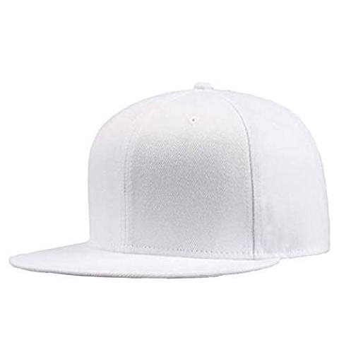 Baseball Caps Plain Solid Flatbill Snapback Hats Baseball Cap - White - C0186YEWYLD $9.30