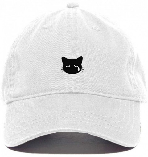 Baseball Caps Crying Cat Baseball Cap Embroidered Cotton Adjustable Dad Hat - White - CJ18AEK0CL6 $11.32