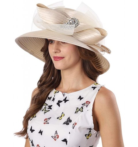 Bucket Hats Church Kentucky Derby Dress Hats for Women - Sd712-champagne - CD1966K9DS6 $45.16