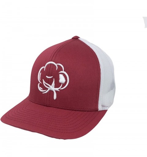 Baseball Caps Georgia State Pride Cotton Boll Trucker Mesh Hat - Garnet Red With White Mesh - C2187KL9RZ5 $17.39