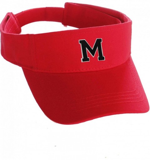 Baseball Caps Custom Sport Sun Visor Hat A to Z Initial Team Letters- Red Visor White Black - Letter M - CN18GS4O9ED $17.09