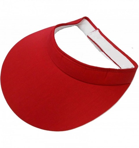 Visors Extra Wide Cloth Visor [Style 222] - Red - C918WHO7M58 $10.07