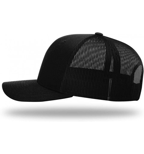 Baseball Caps Richardson 112 112P Trucker Mesh Snapback Hat Curved Bill with NoSweat Hat Liner - Black - CC18O9K49R6 $13.54