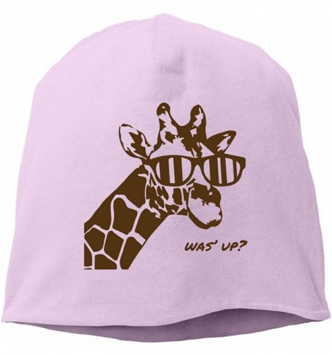 Skullies & Beanies Woman Skull Cap Beanie Giraffe Headwear Knit Hat Warm Hip-hop Hat - Pink - CD18IMAE7X0 $18.21