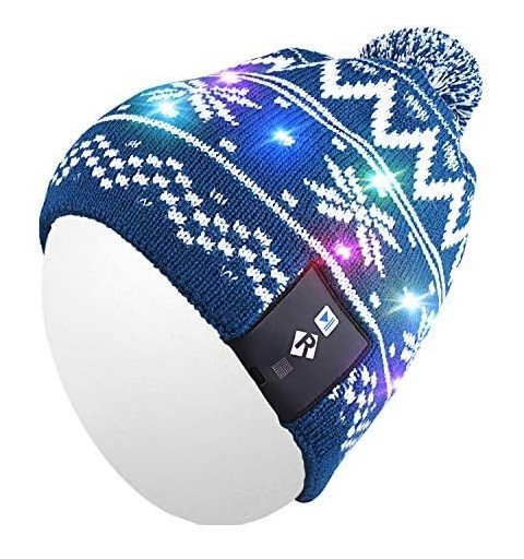 Skullies & Beanies Light Up Beanie Hat Stylish Unisex LED Knit Cap for Indoor and Outdoor - Lb005-blue - CV186L06T2Y $21.15