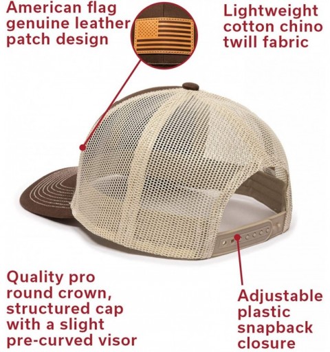 Baseball Caps American Flag USA Genuine Leather Patch Mesh Back Trucker Hat - Adjustable Snapback Baseball Cap for Men & Wome...