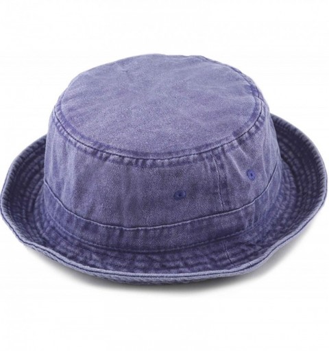 Bucket Hats 100% Cotton Canvas & Pigment Dyed Packable Summer Travel Bucket Hat - 2. Pigment - Royal Blue - CU196E9MSNX $10.70