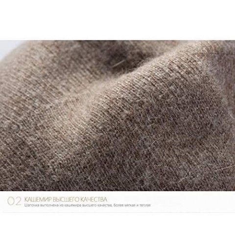Berets Classic Winter Cashmere French Knitting - Beige - CV18YOQXNTQ $13.87