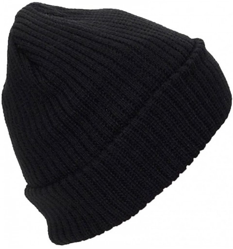 Skullies & Beanies Adult Solid Color Thick W/Fleece Lined Cuffed Beanie (One Size) - Black - CD11Q5DBHF5 $22.10
