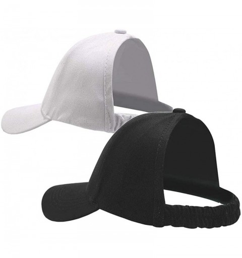 Baseball Caps Ponytail Backless Hats Messy High Bun Baseball for Women Ponycaps Visor - Black+white - CW18R5NULSU $13.30