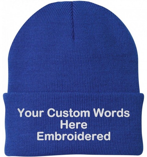 Skullies & Beanies Customize Your Beanie Personalized with Your Own Text Embroidered - Athletic Royal - C518IR6H4UW $18.49