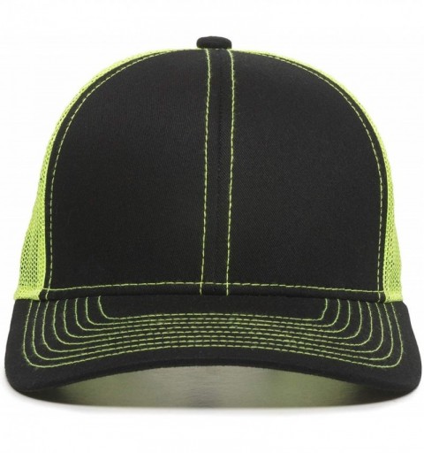 Baseball Caps Structured mesh Back Trucker Cap - Black/Neon Yellow - C01836HLOE4 $9.86