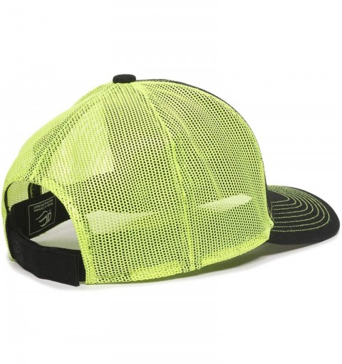 Baseball Caps Structured mesh Back Trucker Cap - Black/Neon Yellow - C01836HLOE4 $9.86
