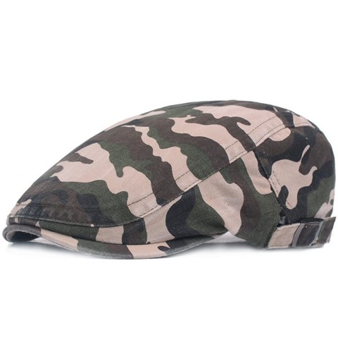Newsboy Caps Unisex Flat Cap Camouflage Ivy Irish Cabbie Hat Newsboy Driving Cap - Beige - CZ18E9T67GD $11.66
