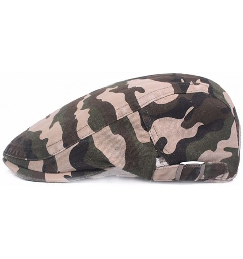 Newsboy Caps Unisex Flat Cap Camouflage Ivy Irish Cabbie Hat Newsboy Driving Cap - Beige - CZ18E9T67GD $11.66